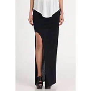 Helmut Lang black high slit maxi skirt